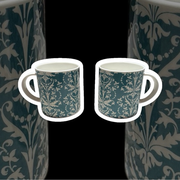 Roy Kirkham Fine Bone China Mugs set of 2 Tiffany blue and white